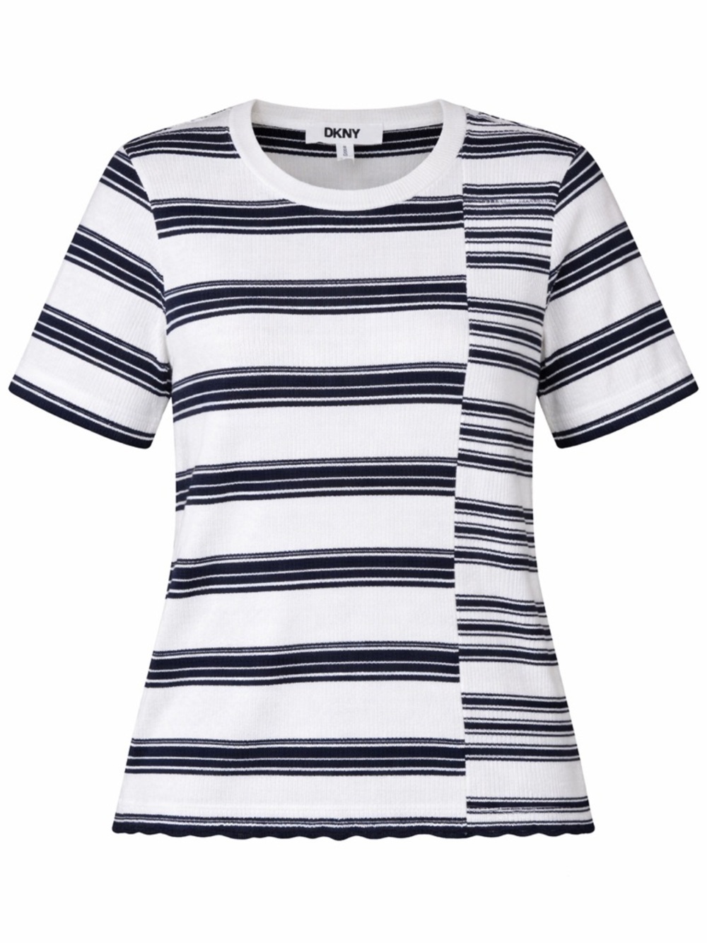 NWT DKNY Navy White Striped Knit Top Short Sleeve Women’s Large